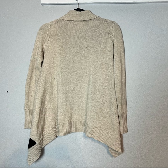 Banana Republic Open Front Cardigan Sweater Cream Black Small Merino Wool Blend - Picture 5 of 7